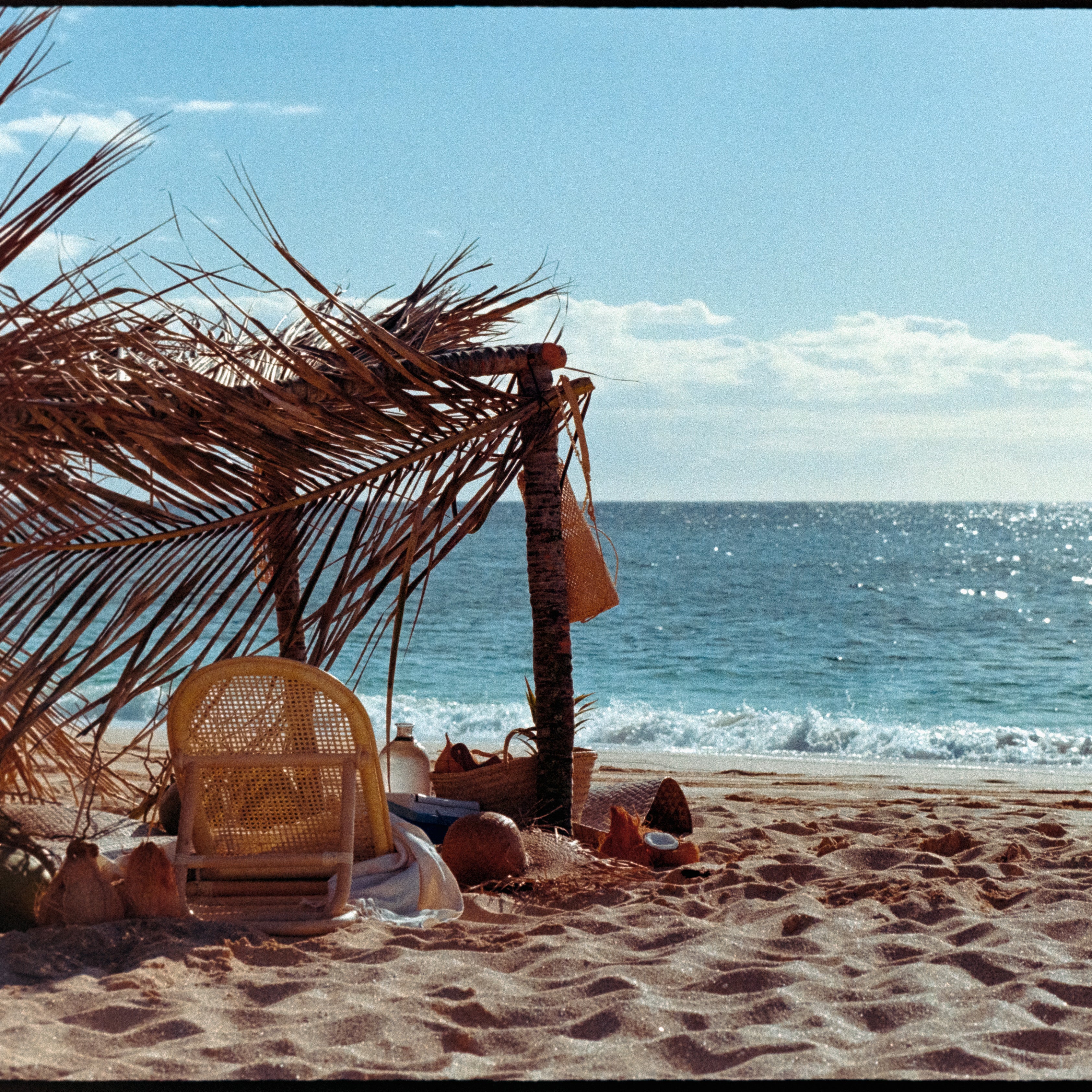 Makeshift shelter on the beach