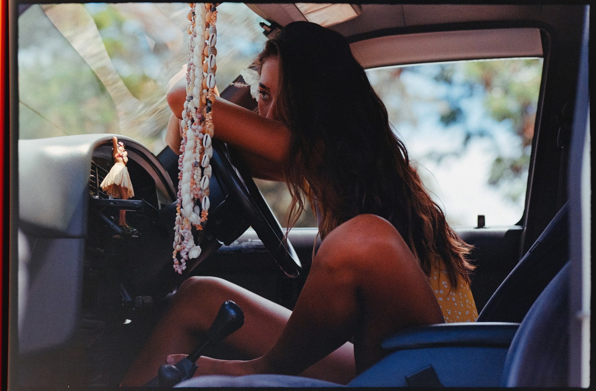 girl driving truck