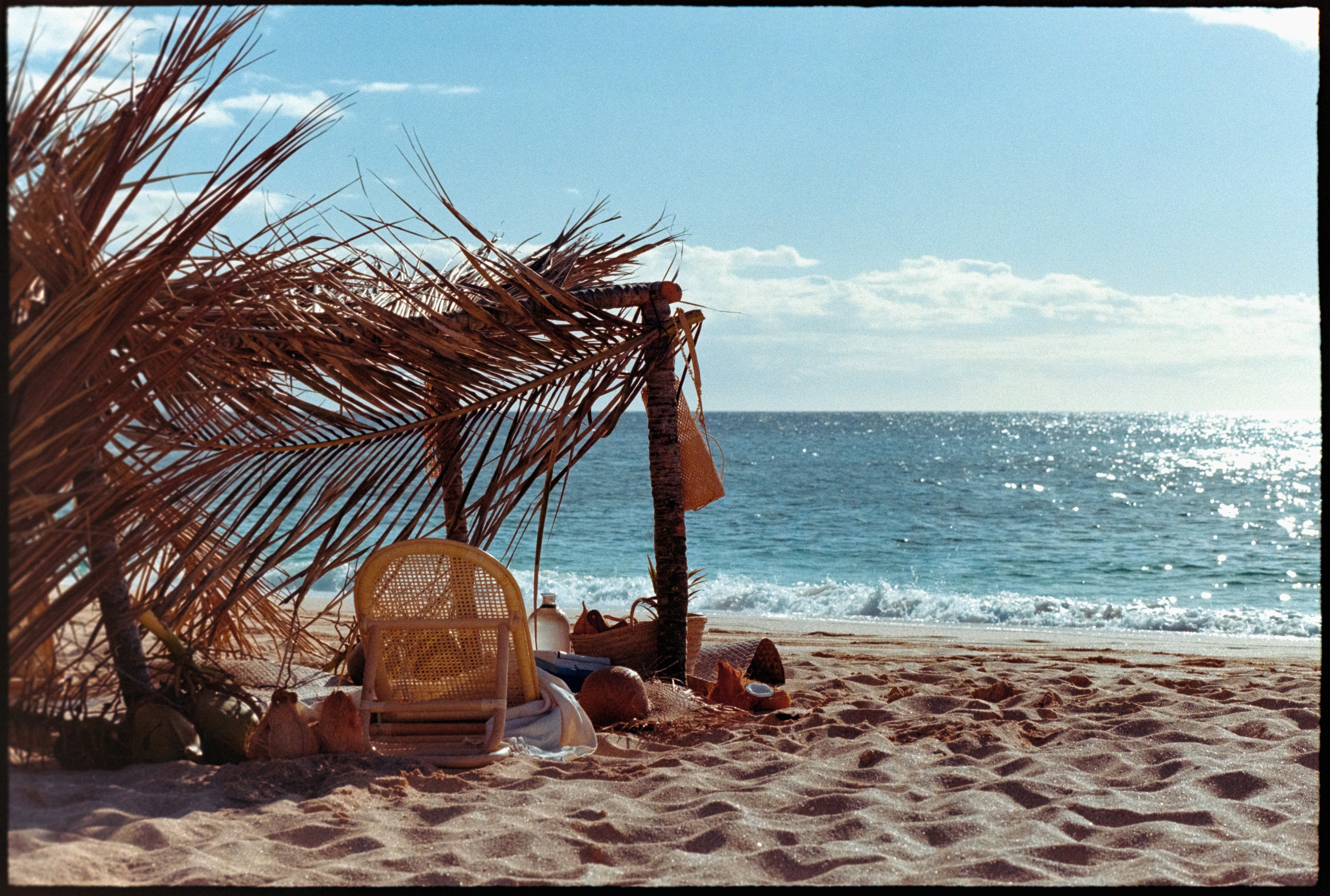 Makeshift shelter on the beach